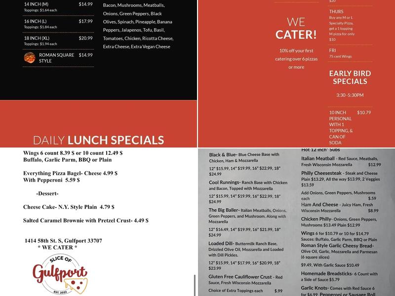 Slice of Gulfport Menu