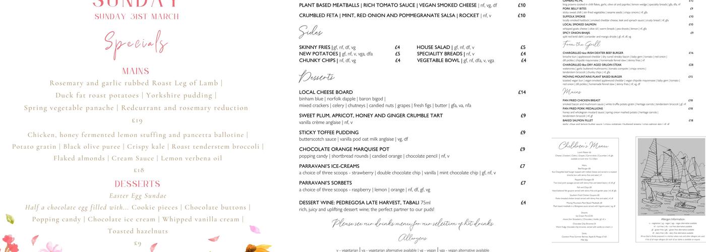 The Waveney House Hotel Menu