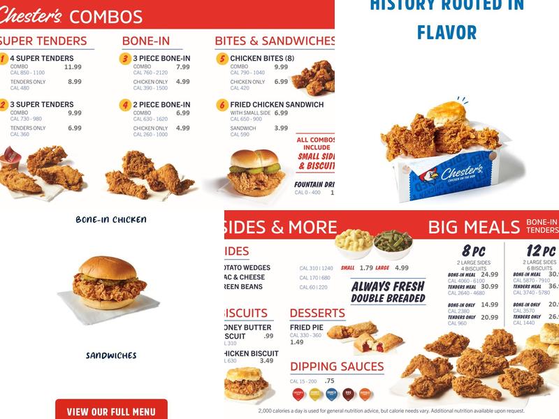 Chester's Menu