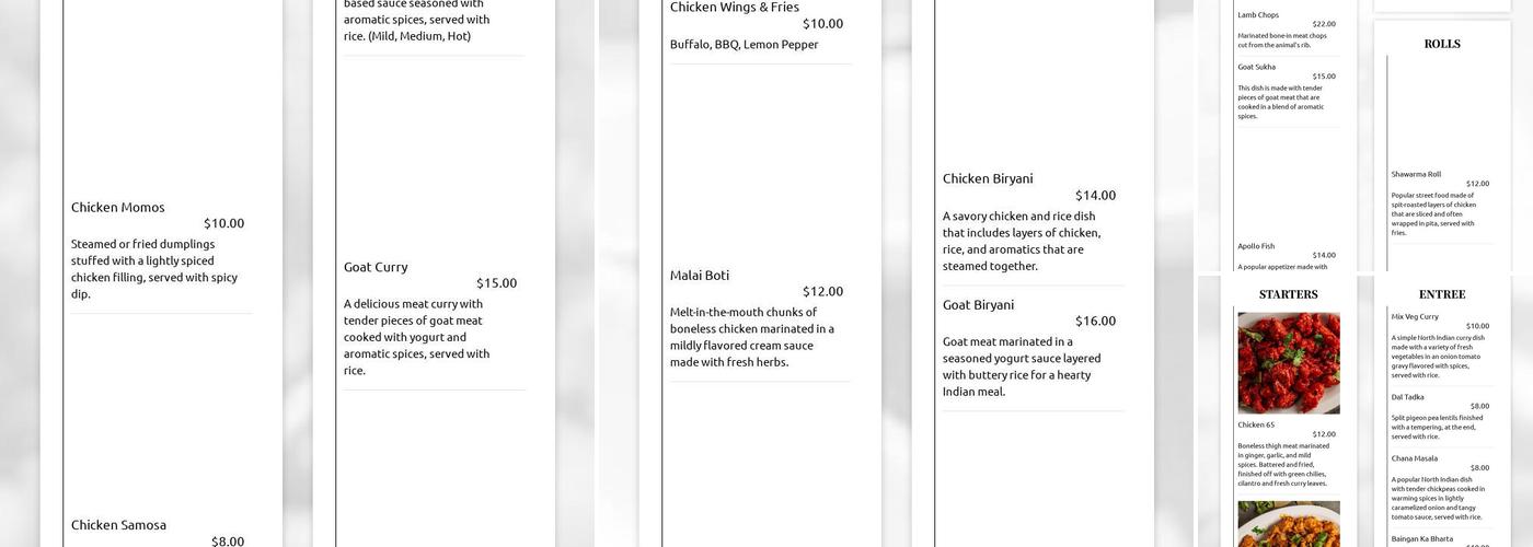 Sky Lounge Cafe Menu