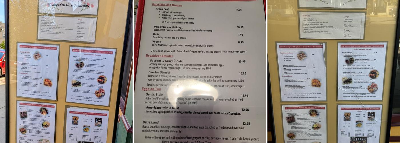 Good Morning Good Day Cafe Menu