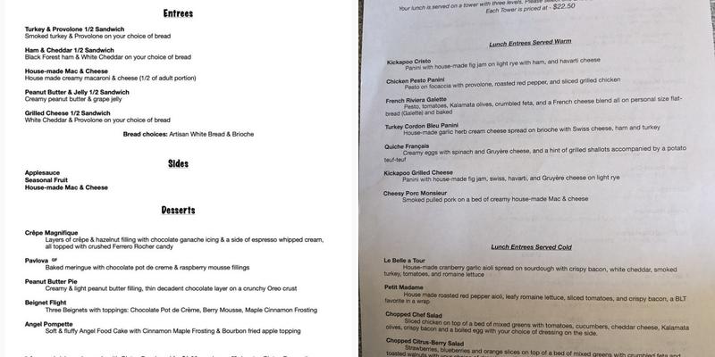 Kickapoo Tea Room Menu