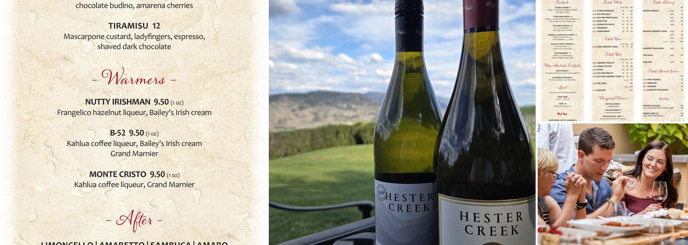 Hester Creek Estate Winery Menu