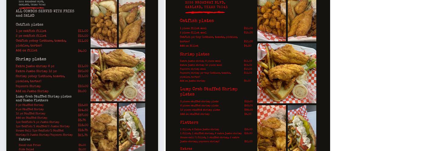 Famous O’s Catfish and Shrimp (food truck) Menu