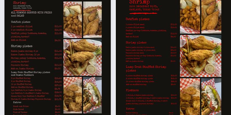 Famous O’s Catfish and Shrimp (food truck) Menu
