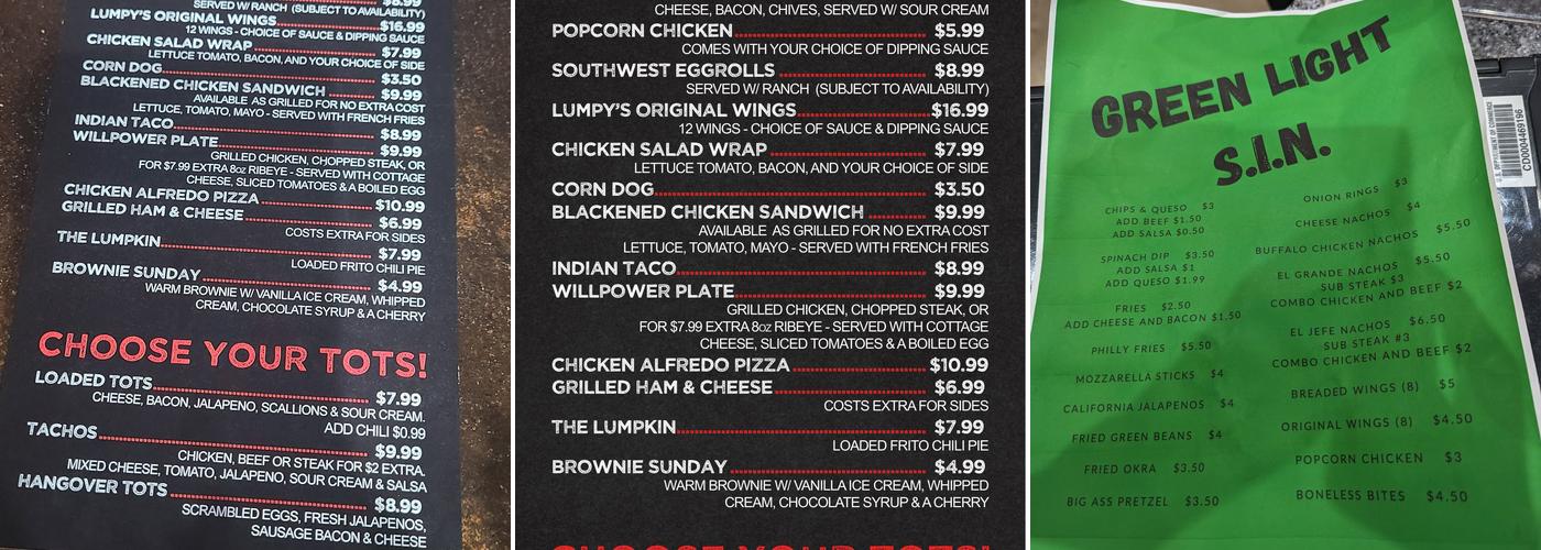 Lumpy's Sports Grill Menu