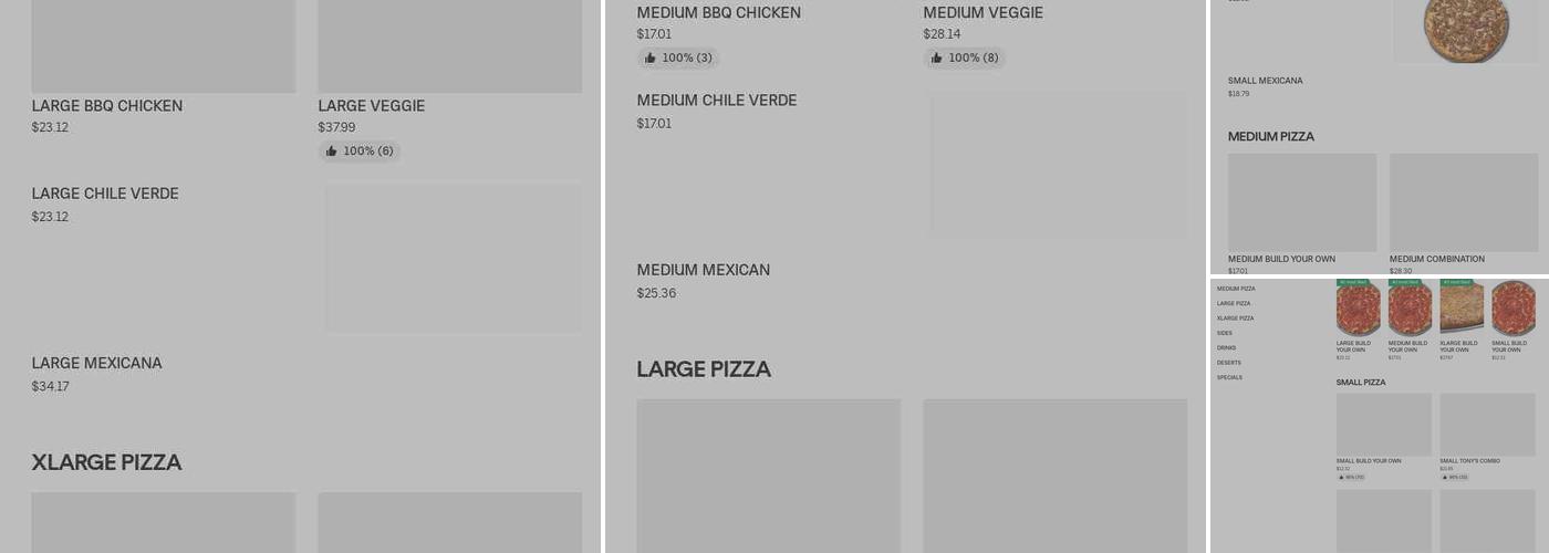 Tony's Pizza To Go Menu