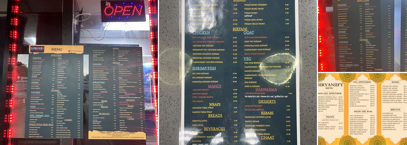 Biryaniify Menu