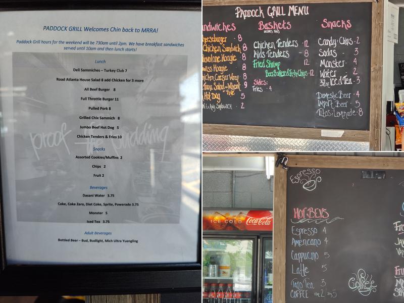 The Paddock Grill Menu
