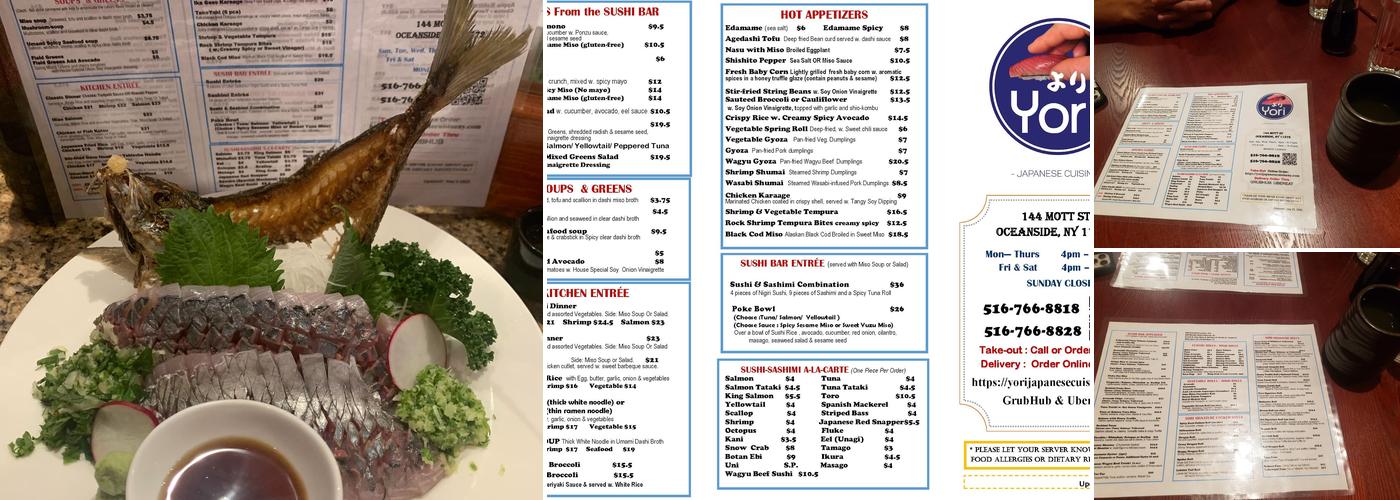 Yori Japanese Cuisine Menu