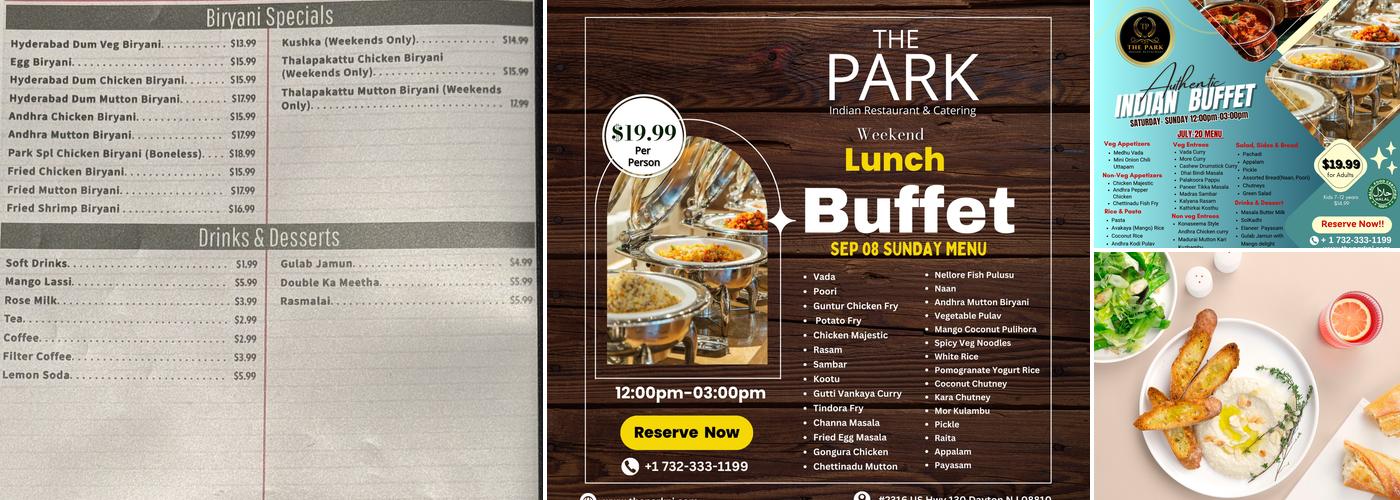 The Park Indian Restaurant and Catering Menu