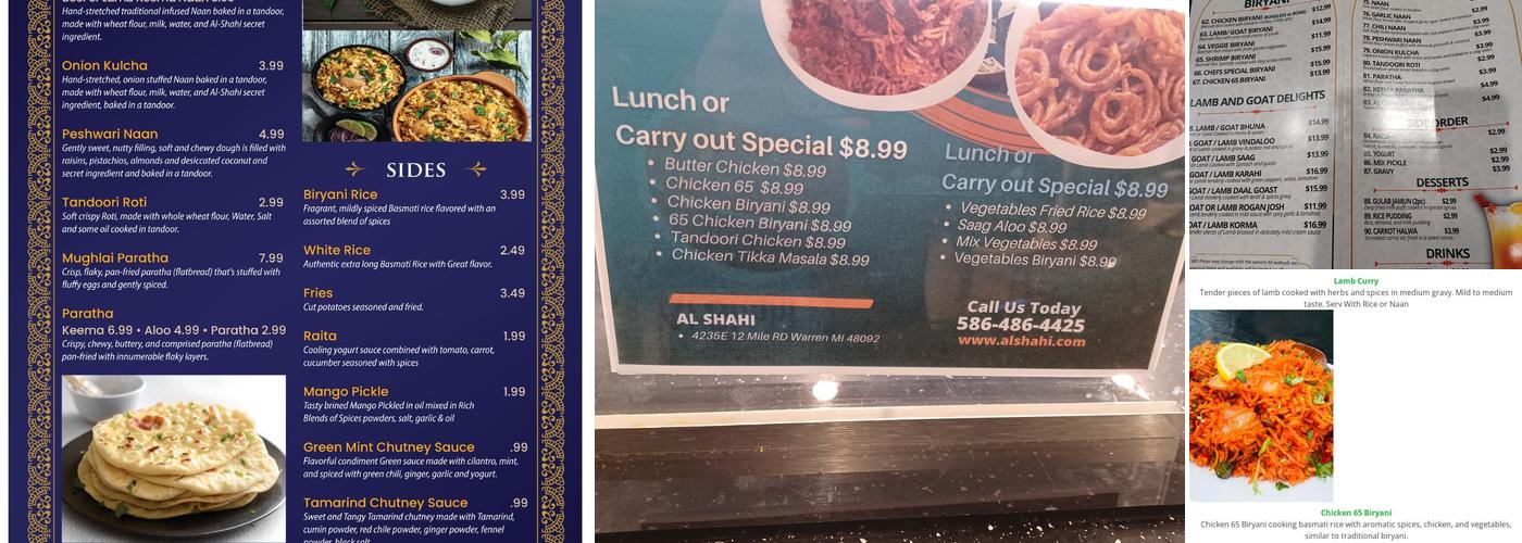 Al Shahi Palace Menu