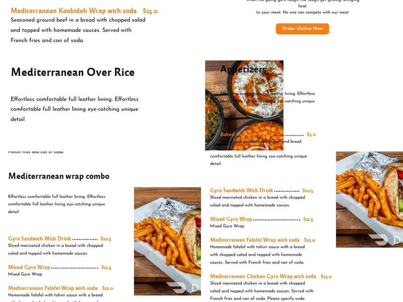 Mediterranean Wrap Menu