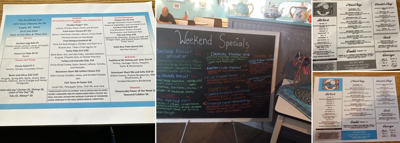 The Sea Biscuit Cafe Menu