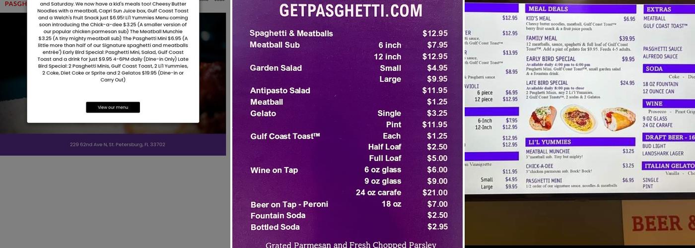 Pasghetti Menu