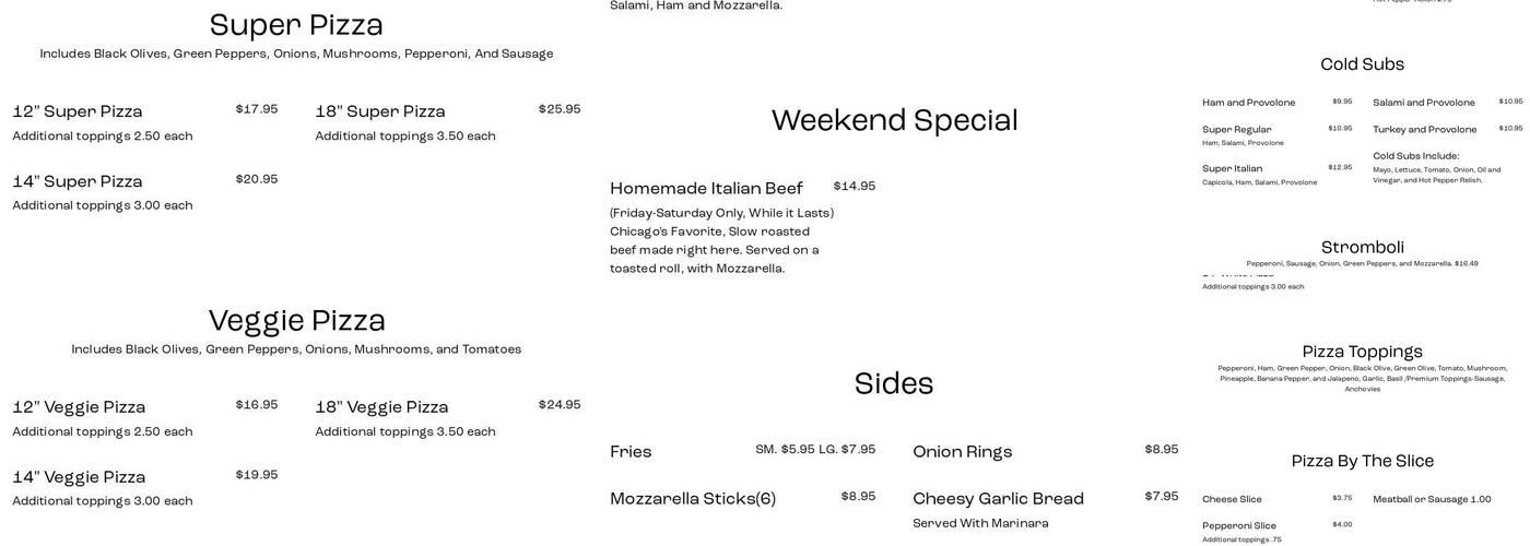 Pajano's Pizza And TapHouse Menu