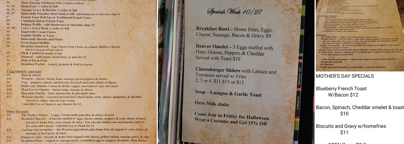 Walker's Cafe Menu