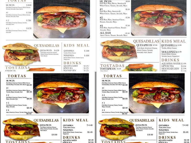Sr. Picos Menu