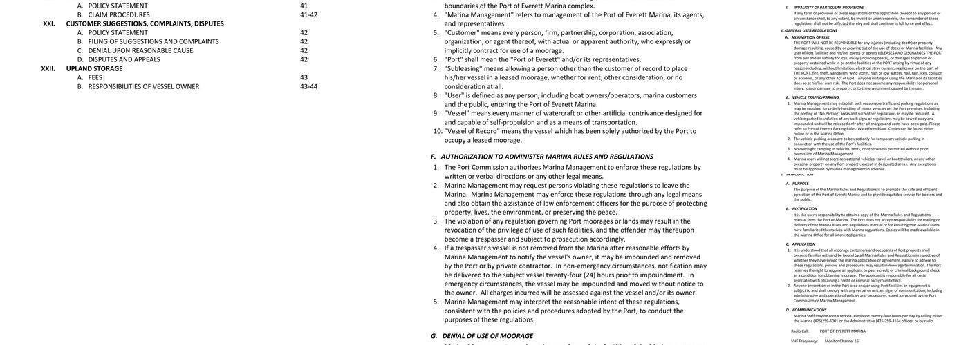 Port of Everett Menu