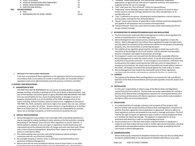 Port of Everett Menu