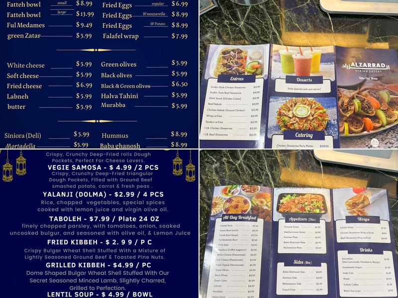 Alzarrad Syrian Eatery Menu