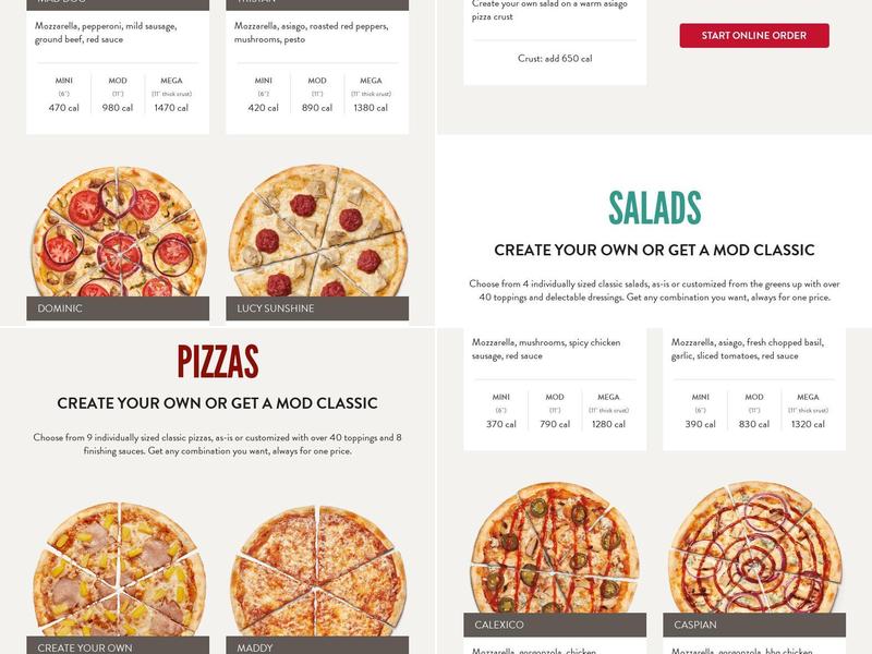 MOD Pizza Menu