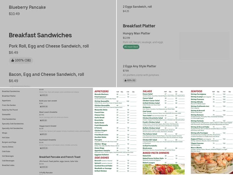 Frank's restaurant Menu