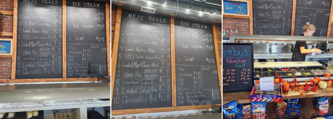 The Ice Cream Derby Menu