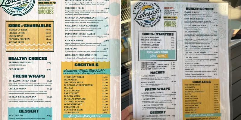 Lakeside At The Point Menu