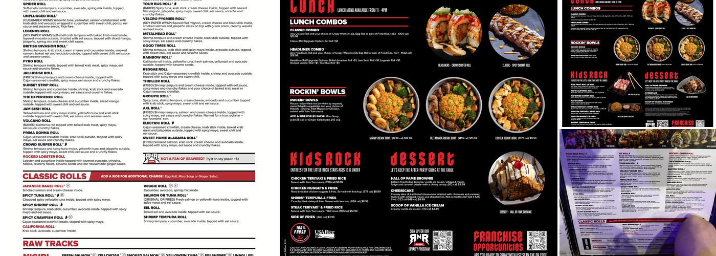 Rock N Roll Sushi Menu