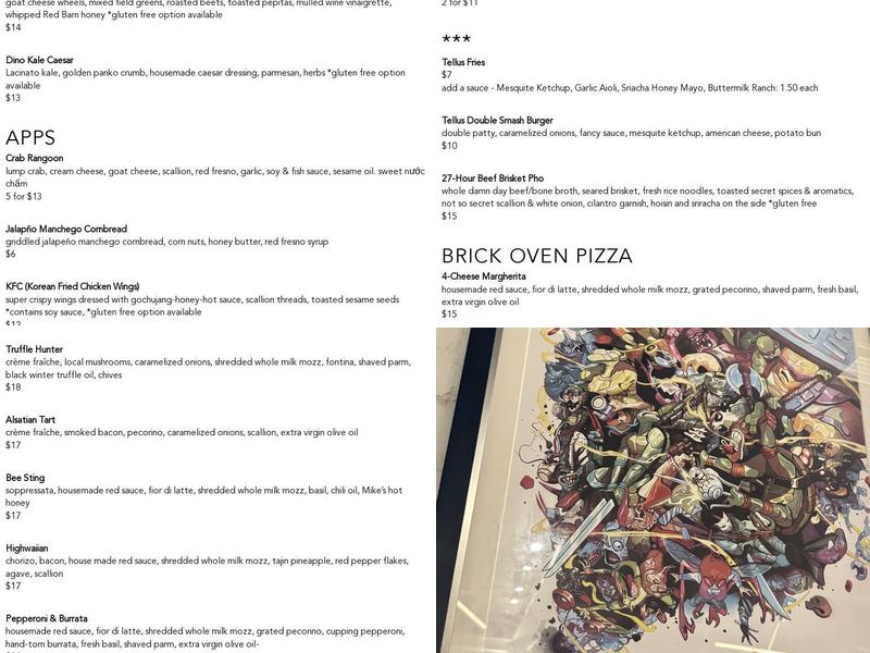 Tellus & the Satellite Bar Menu