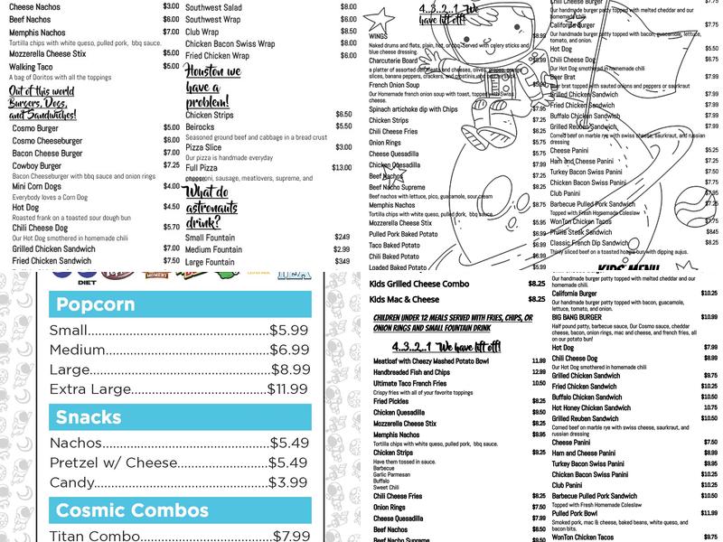 Cosmosphere Cafe Menu