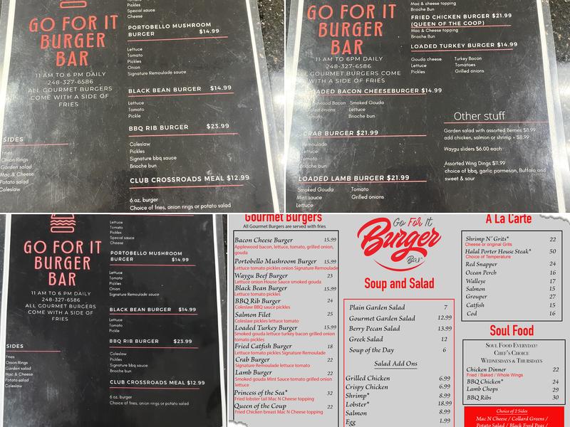 Go For It Burger Bar Menu