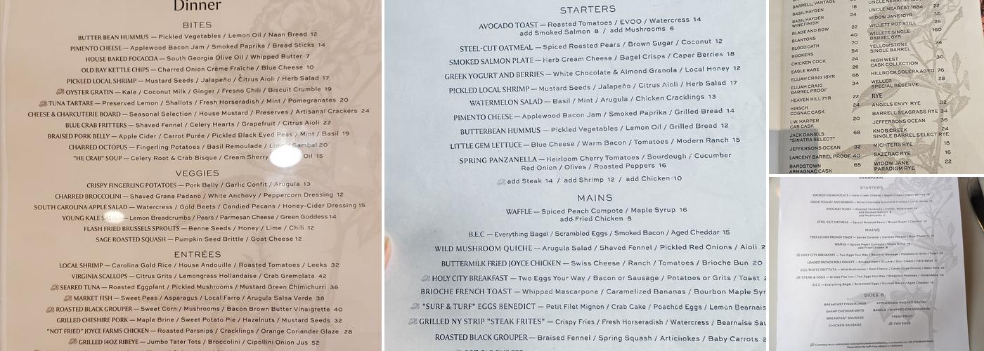 Iron Rose Menu