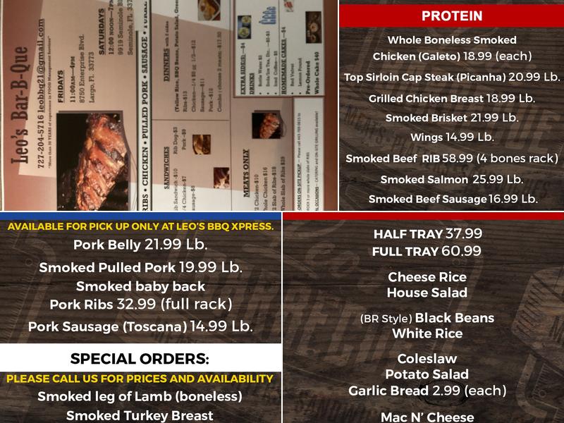 Leo’s BBQ Menu