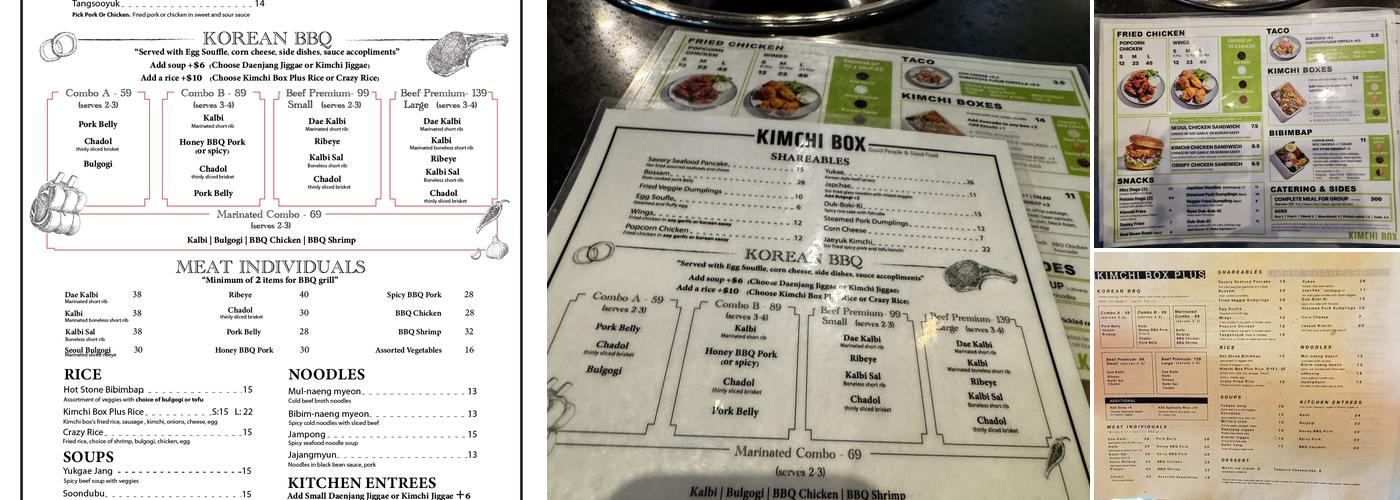 Kimchi Box Plus Menu