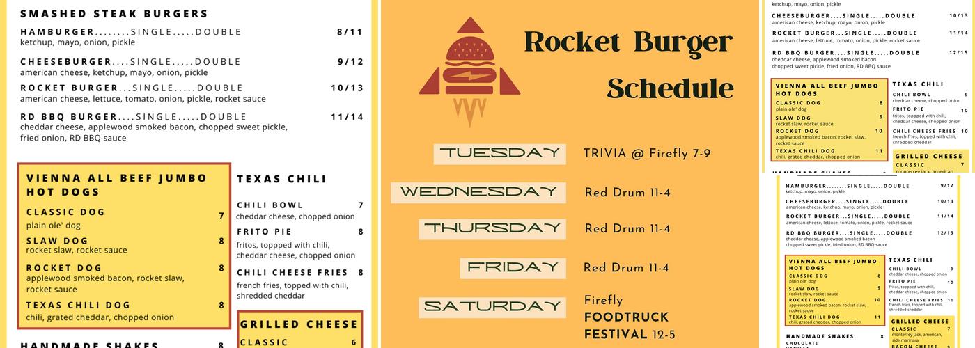 Rocket Burger Food Truck Menu
