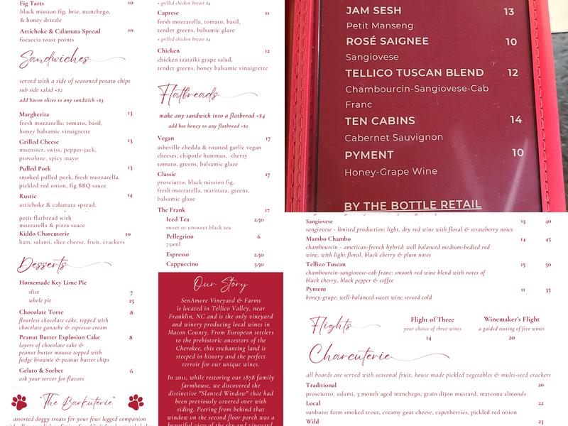 Slanted Window Tasting Station Menu