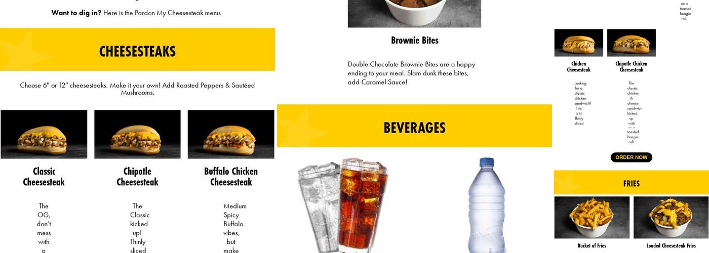 Pardon My Cheesesteak Menu