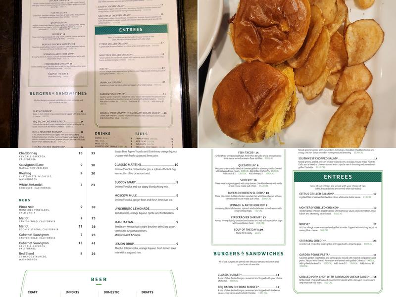 Aviator's Bar and Grill Menu