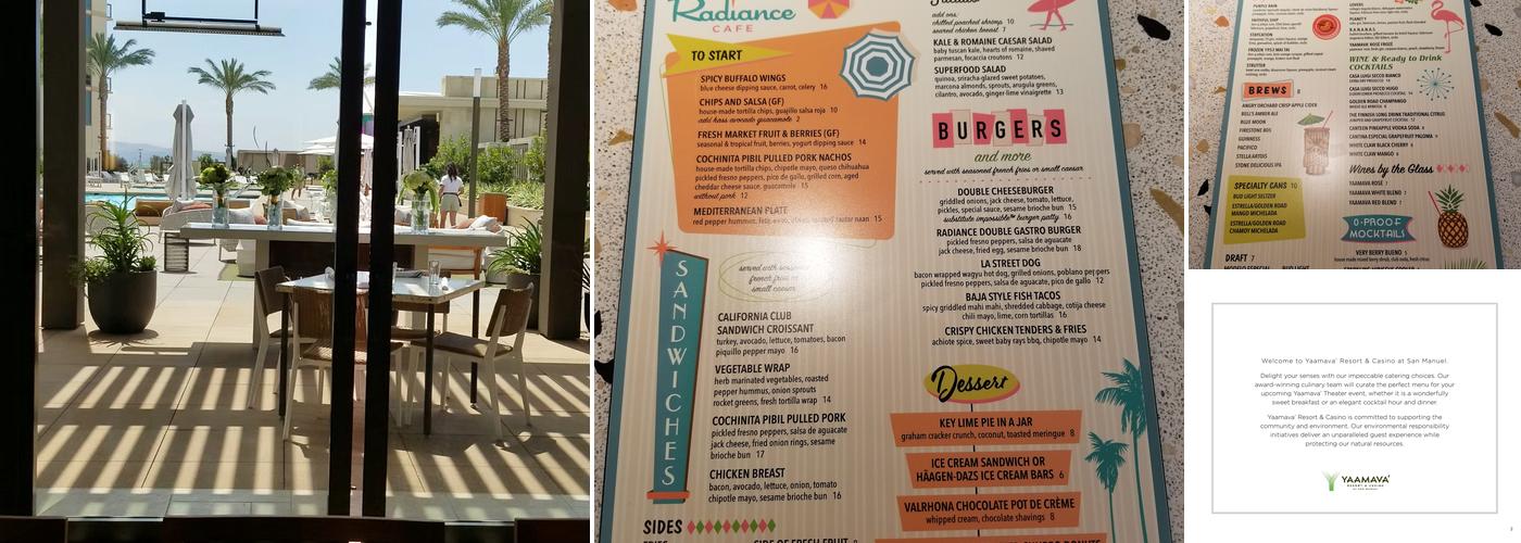 Radiance Cafe Menu