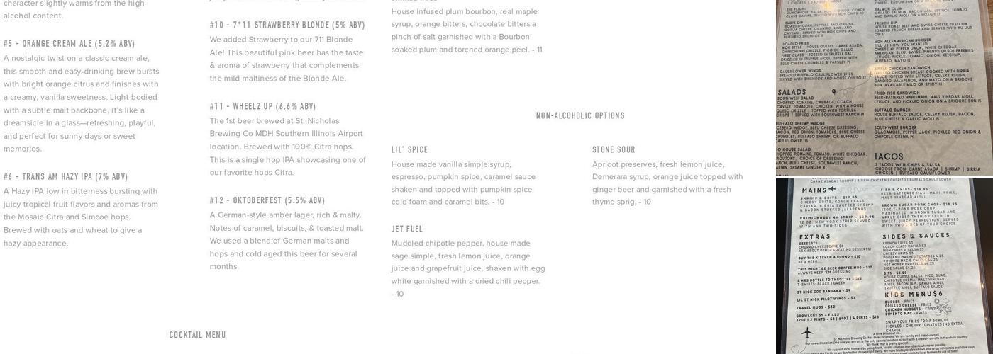 St. Nicholas Brewing Co. MDH Menu
