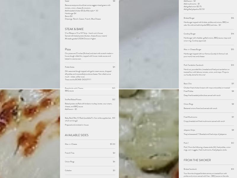 Backwoods Menu