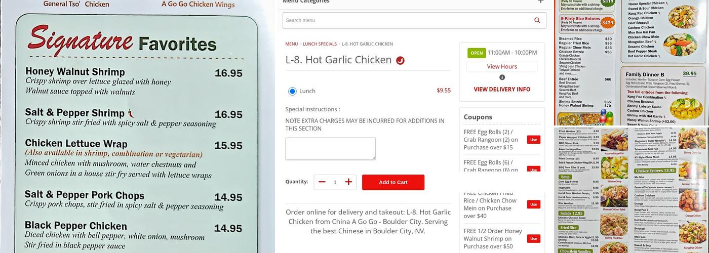 China A Go Go Menu