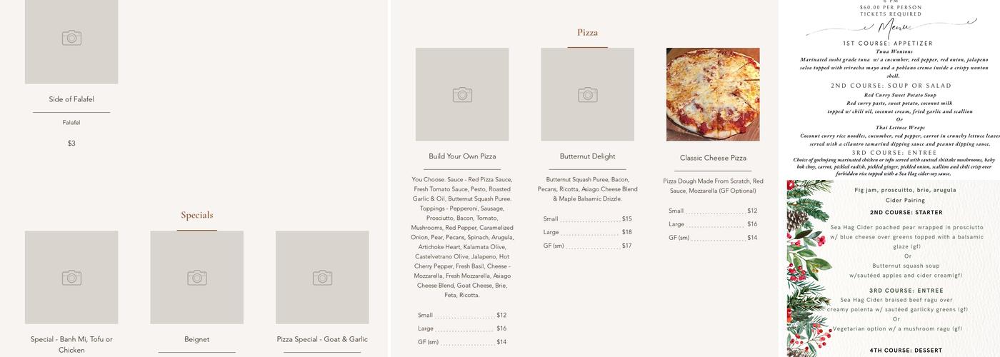 Shift Wood Fired LLC. Menu