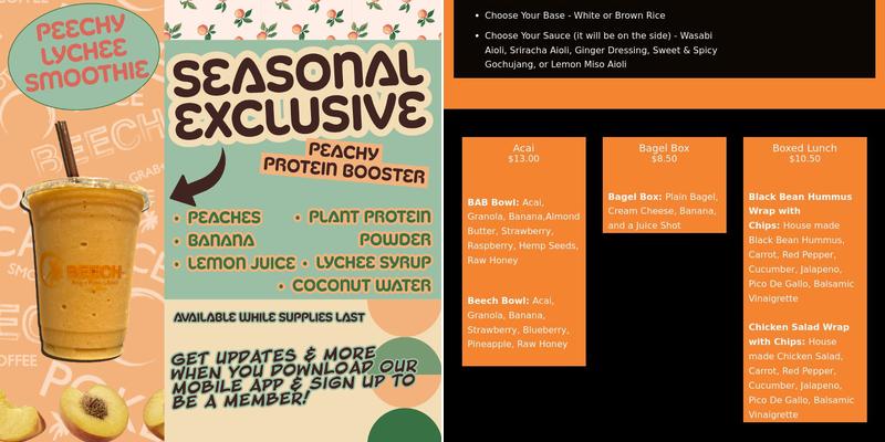 Beech Shack Menu