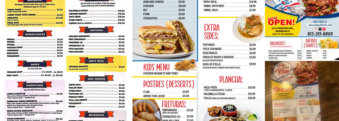 Ay Que Rico! Menu
