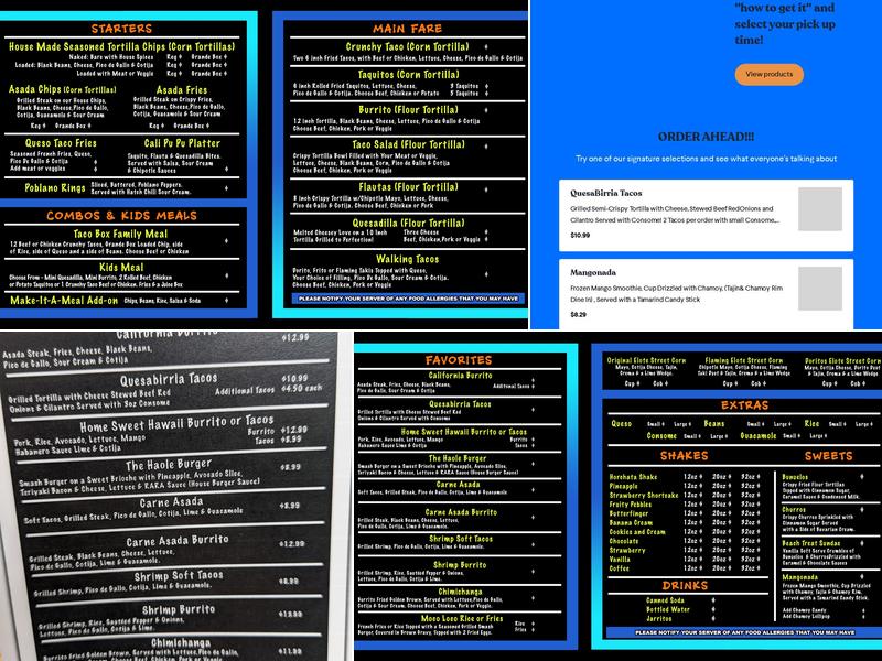 RaRa’s Surf Shack Menu