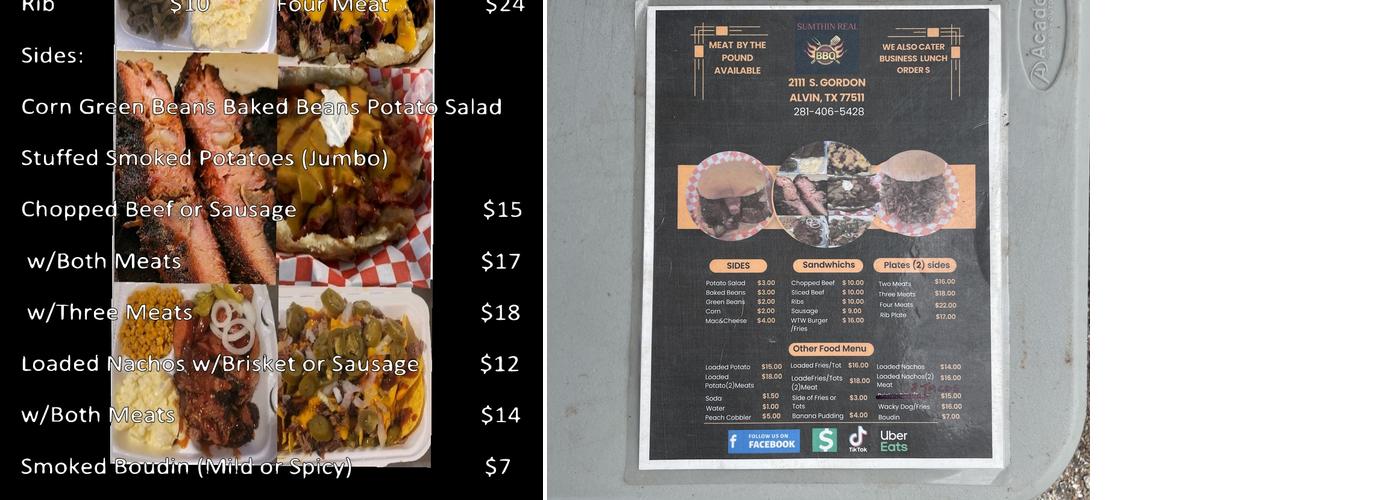 Sumthin Real BBQ Menu