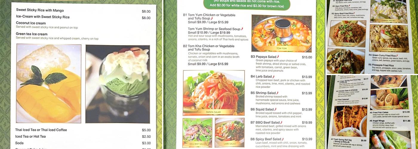 Panang 8 Thai Restaurant Menu
